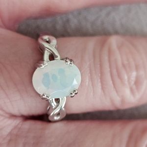 Multicolor Ethiopian Opal Solitaire Rhodium Over 925 Sterling Silver 0.93ct Size